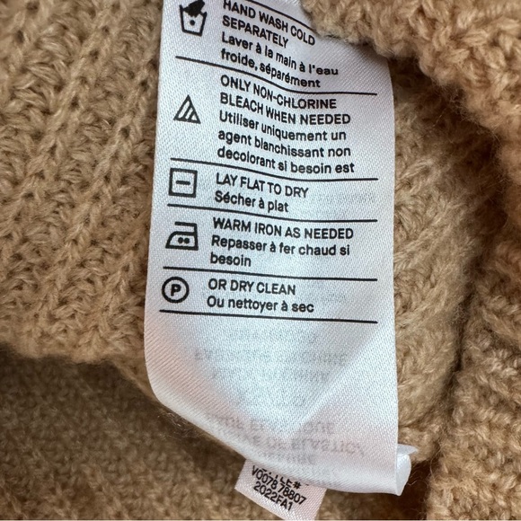 VINCE Wool & Cashmere Blend Shaker Rib Knit Mock Neck Sweater Camel Tan XS - Picture 6 of 10